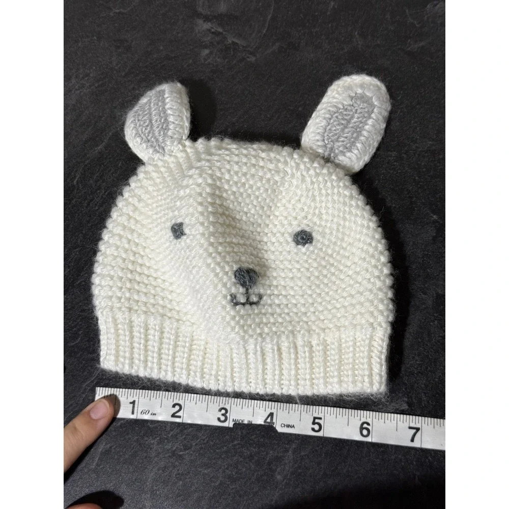 Just One You by Carter's Baby Polar Bear Knit Beanie Hat White 3D Ears One Size